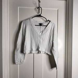 White V-Neck Crop Top